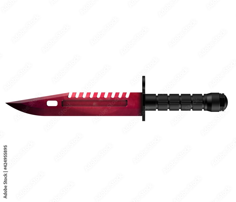 Military knife on white background. Army knife. Army blade. Bayonet. Military bayonet weapon. Self defense. Survival knife. 3D illustration. Military knife on white background. Army knife. Army blade. Bayonet. Military bayonet weapon. Self defense. Survival knife. 3D illustration.