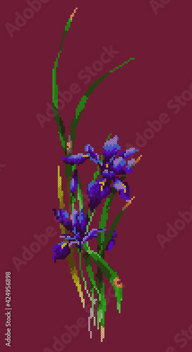 vector embroidery purple iris