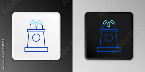Line Stage stand or debate podium rostrum icon isolated on grey background. Conference speech tribune. Colorful outline concept. Vector