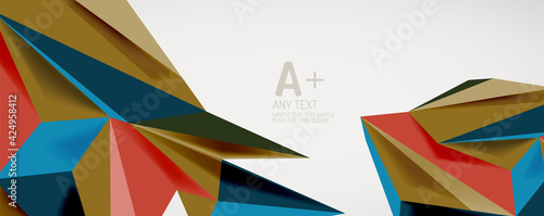 Vector triangle geometric backgrounds. Low poly 3d shape on light backdrop. Vector illustration for covers, banners, flyers and posters and other designs