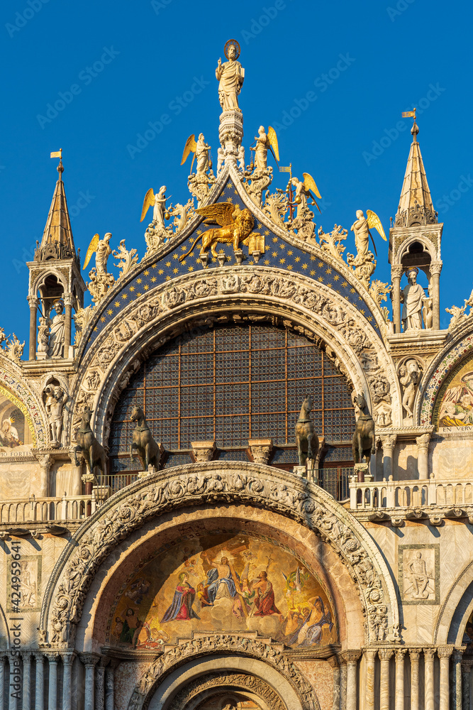 Front exterior of St Mark's Basilica, Venice.