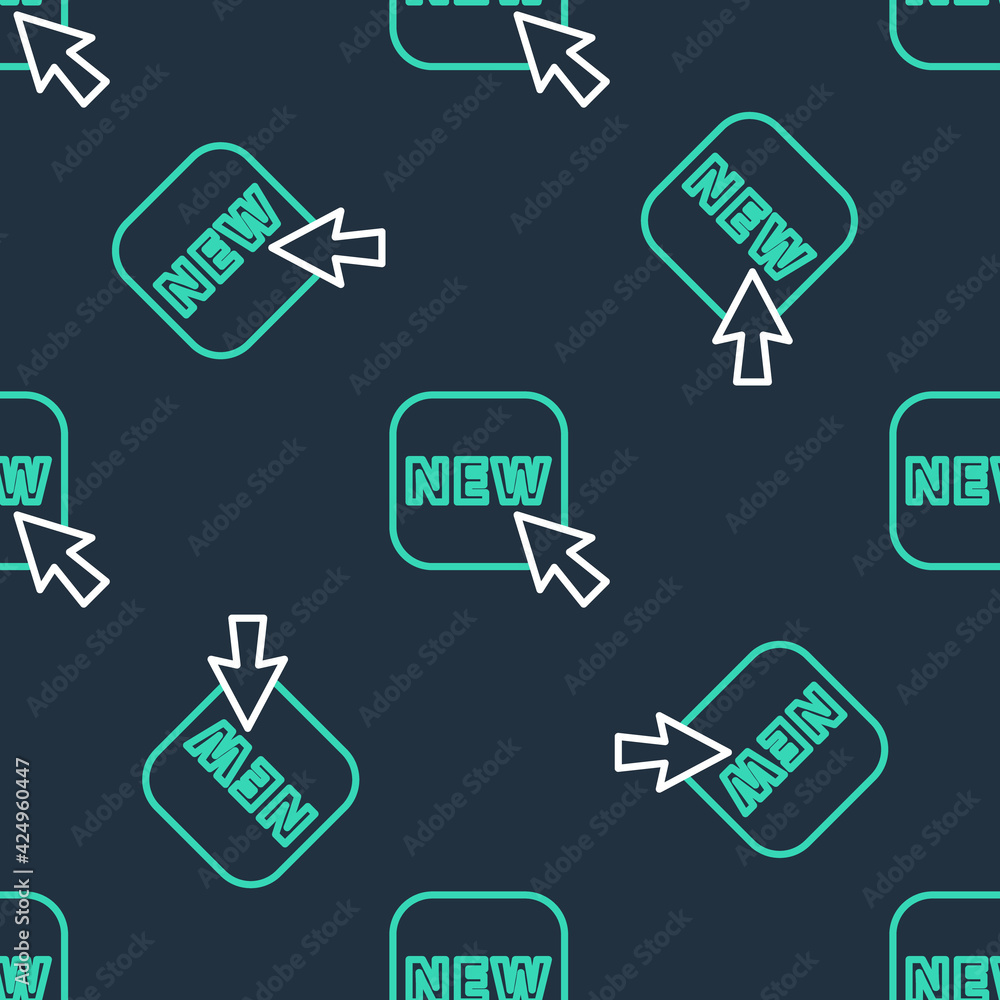 Line Button with an inscription New icon isolated seamless pattern on black background. Badge for price. Promo tag discount. Vector Line Button with an inscription New icon isolated seamless pattern on black background. Badge for price. Promo tag discount. Vector