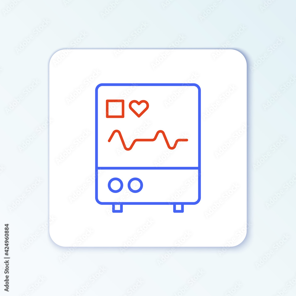 Line Computer monitor with cardiogram icon isolated on white background. Monitoring icon. ECG monitor with heart beat hand drawn. Colorful outline concept. Vector Line Computer monitor with cardiogram icon isolated on white background. Monitoring icon. ECG monitor with heart beat hand drawn. Colorful outline concept. Vector