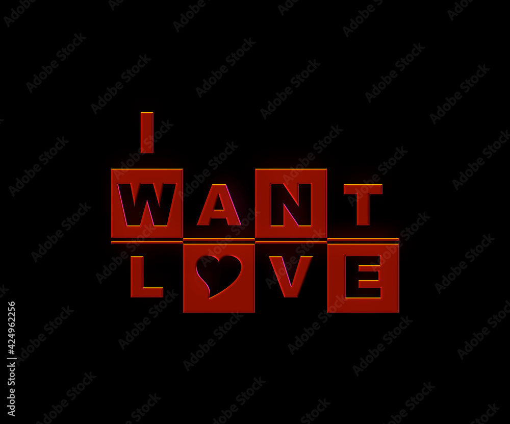 Fototapeta premium I want love con sfondo colorato