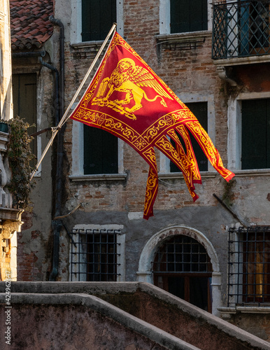 Venetian flag in Venice. photo