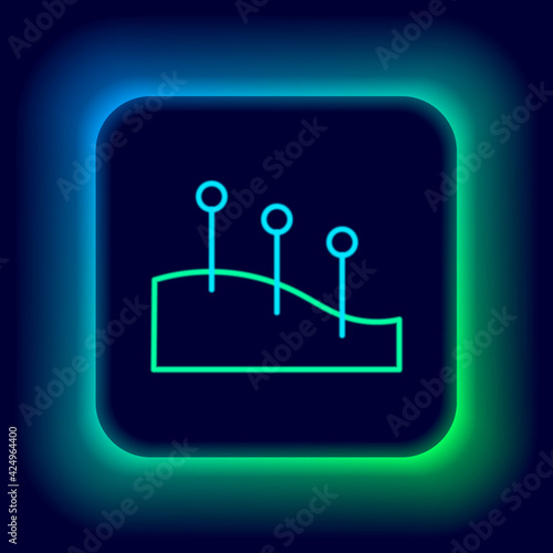 Glowing neon line Acupuncture therapy icon isolated on black background. Chinese medicine. Holistic pain management treatments. Colorful outline concept. Vector