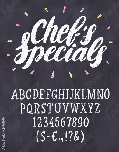 Chef's specials. Chalkboard menu. Vector handwritten lettering.