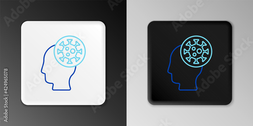 Line Human and virus icon isolated on grey background. Corona virus 2019-nCoV. Bacteria and germs, cell cancer, microbe, fungi. Colorful outline concept. Vector