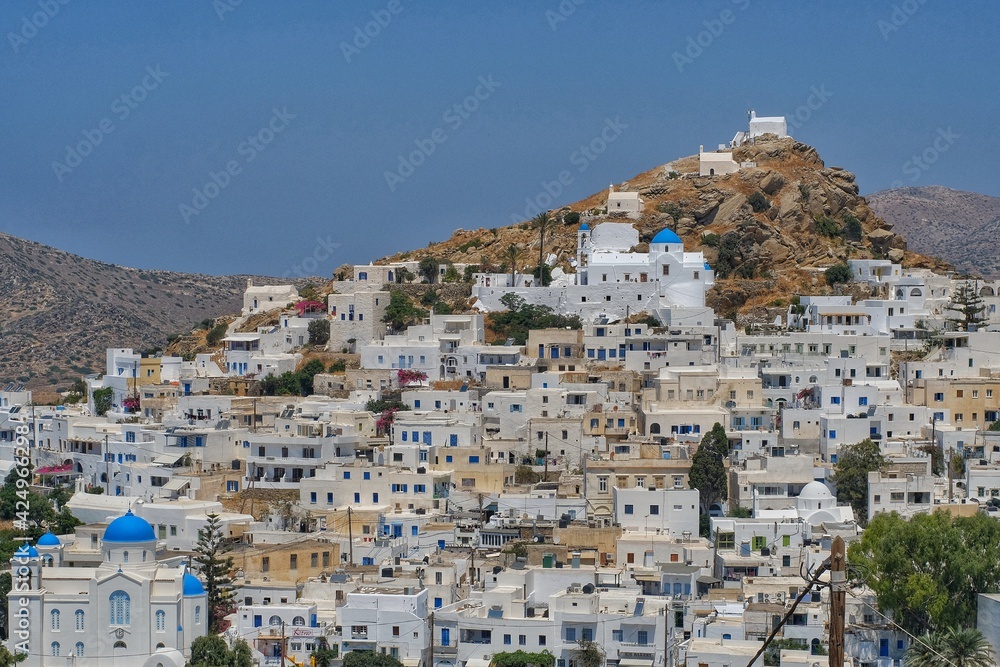 Panoramic view of the picturesque island of Ios cyclades Greece