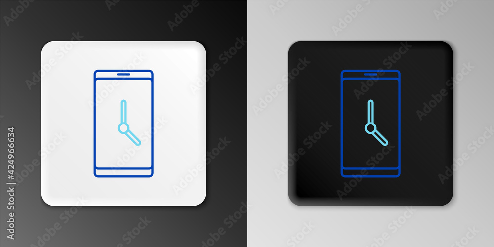Line Alarm clock app smartphone interface icon isolated on grey background. Colorful outline concept. Vector Line Alarm clock app smartphone interface icon isolated on grey background. Colorful outline concept. Vector