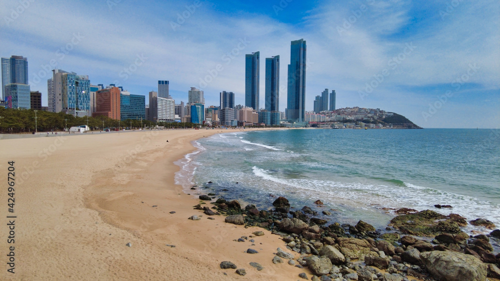 Scenery of haeundae beach, Busan, South Korea, Asia Scenery of haeundae beach, Busan, South Korea, Asia
