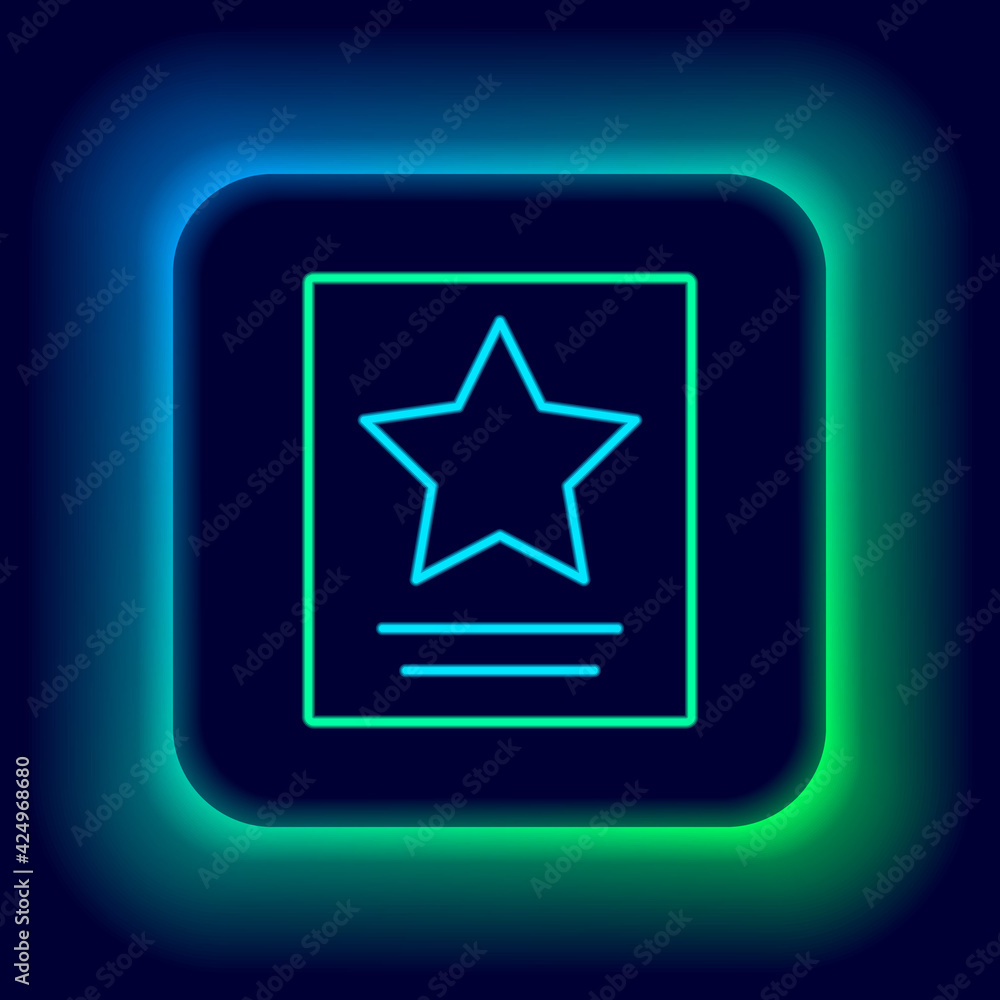 Glowing neon line Hollywood walk of fame star on celebrity boulevard icon isolated on black background. Famous sidewalk, boulevard actor. Colorful outline concept. Vector Glowing neon line Hollywood walk of fame star on celebrity boulevard icon isolated on black background. Famous sidewalk, boulevard actor. Colorful outline concept. Vector
