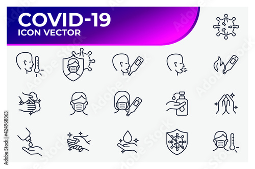 Set of Coronavirus icon. Coronavirus Protection pack symbol template for graphic and web design collection logo vector illustration