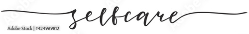 The inscription Selfcare. Perfect design for greeting cards, posters, T-shirts, banners, print invitations. Monoline lettering. Modern calligraphy text Design print. Hand lettering quote.