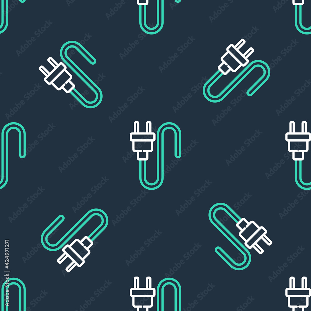 Line Electric plug icon isolated seamless pattern on black background. Concept of connection and disconnection of the electricity. Vector Line Electric plug icon isolated seamless pattern on black background. Concept of connection and disconnection of the electricity. Vector