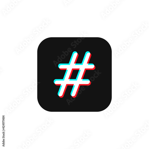 Hashtag button icon, social media modern design button