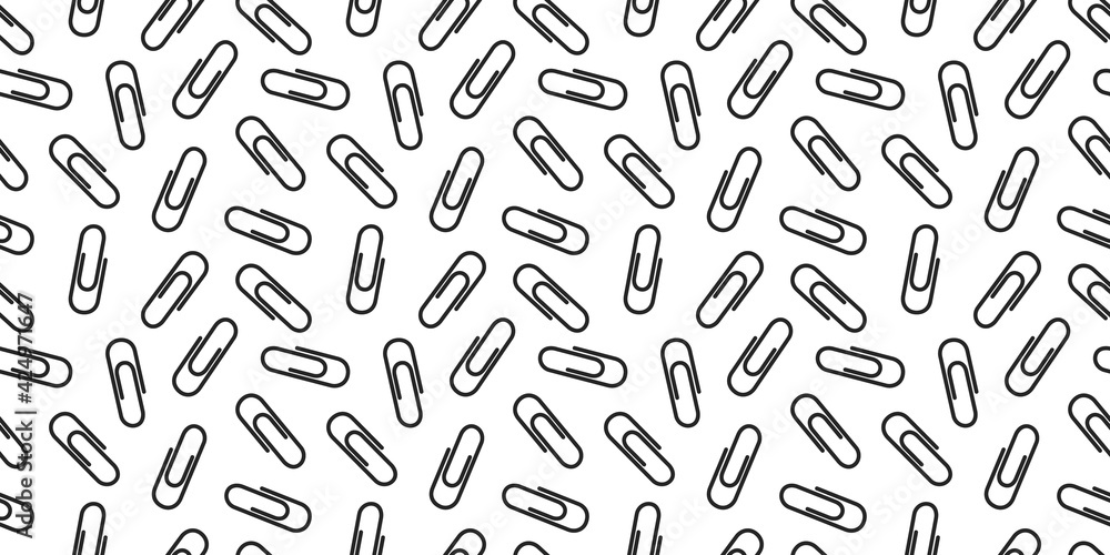 Paper clips black and white seamless pattern background Paper clips black and white seamless pattern background