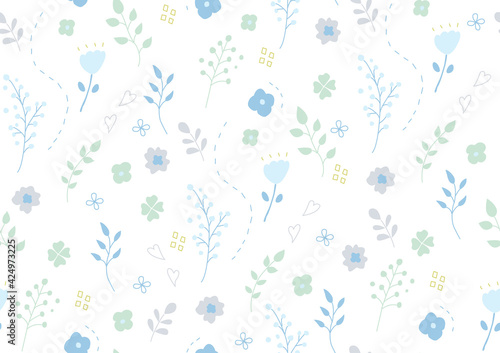 てがきの花柄背景