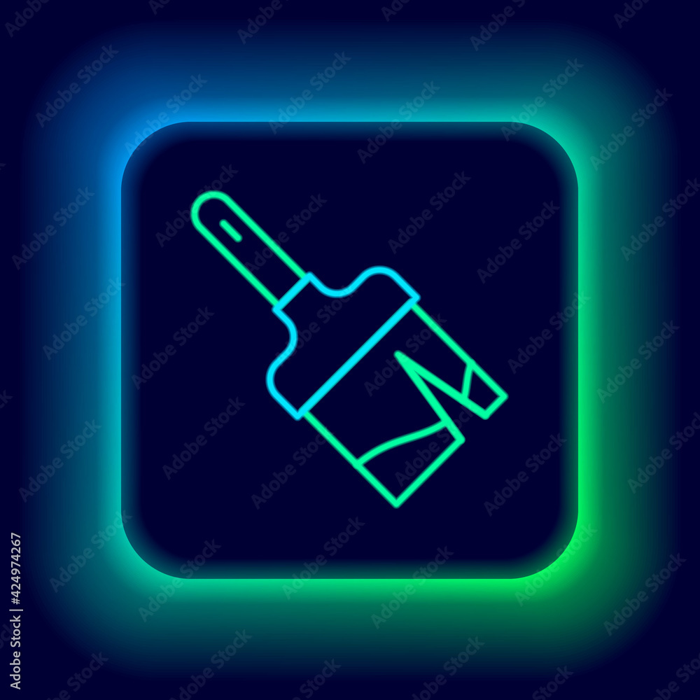 Glowing neon line Paint brush icon isolated on black background. Colorful outline concept. Vector Glowing neon line Paint brush icon isolated on black background. Colorful outline concept. Vector