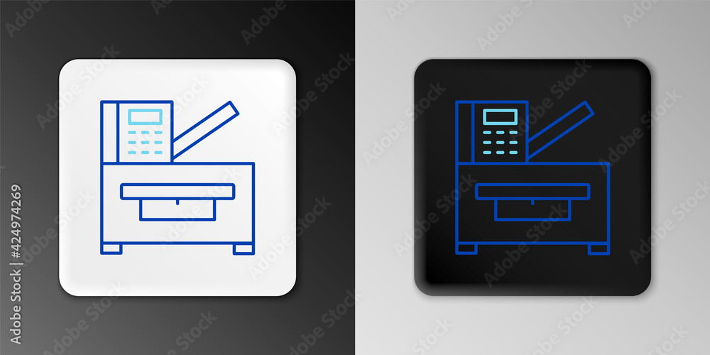 Line Office multifunction printer copy machine icon isolated on grey background. Colorful outline concept. Vector Line Office multifunction printer copy machine icon isolated on grey background. Colorful outline concept. Vector