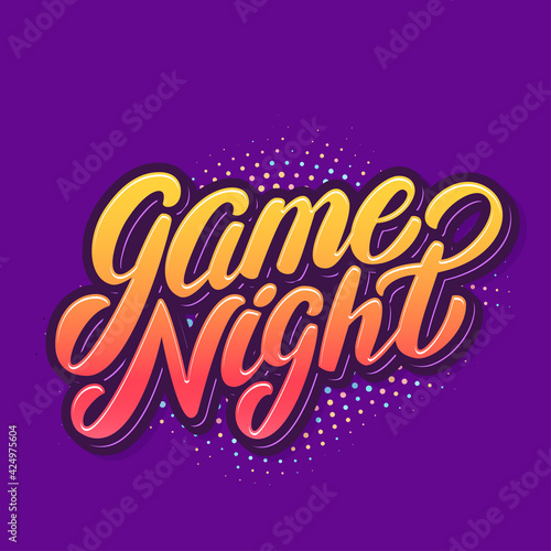 Game night banner. Vector handwritten lettering. 