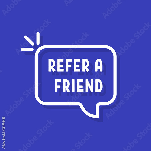 white refer a friend lineart bubble