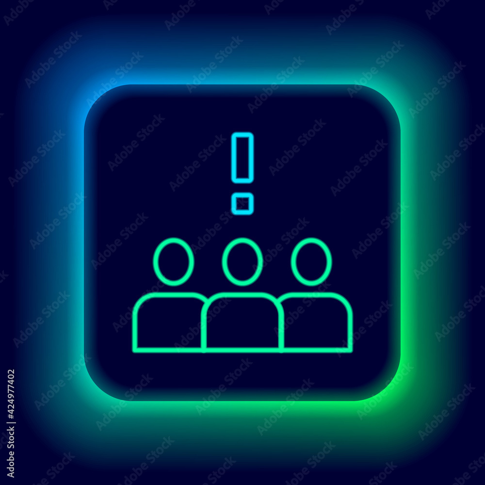 Glowing neon line Crowd protest icon isolated on black background. Demonstration. Colorful outline concept. Vector Glowing neon line Crowd protest icon isolated on black background. Demonstration. Colorful outline concept. Vector
