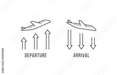departure and arrival thin line icon