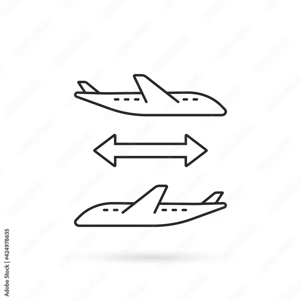 thin line connecting flight icon