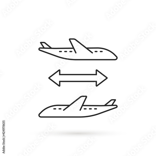thin line connecting flight icon