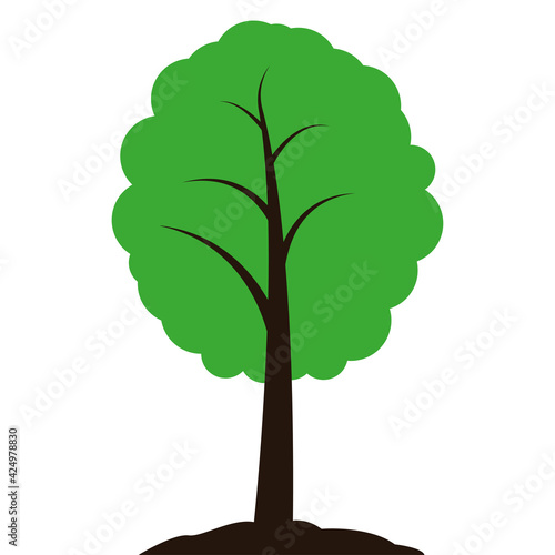 Tree with leaves. Template for logo design  badges  stickers and logos for your business. Plants  nature and ecology. Flat style. Vector