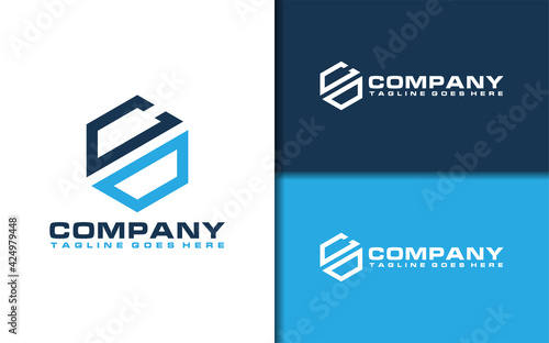 Abstract Initial Letter CD with blue and Navy Two Tones Color Logo Design. Vector Logo Illustration.