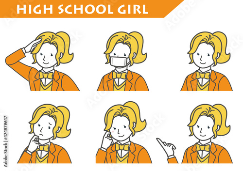 High_school_girl_Whole bust_up_set