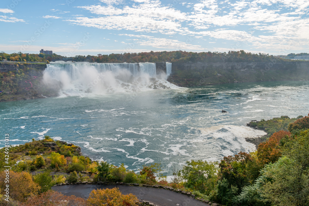 American Falls, a part of Niagara Falls, from the opposite river shore American Falls, a part of Niagara Falls, from the opposite river shore