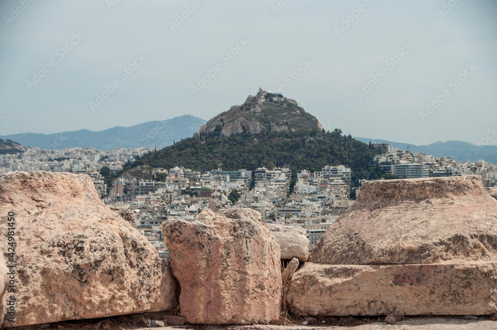 Lycabettus hill view from the Acropolis of Athens, Greece