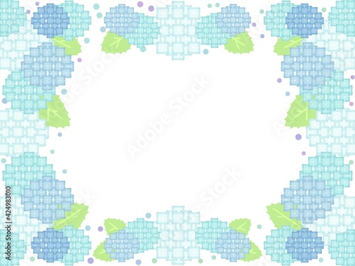 幾何学模様的シンプル紫陽花フレーム ブルーversion