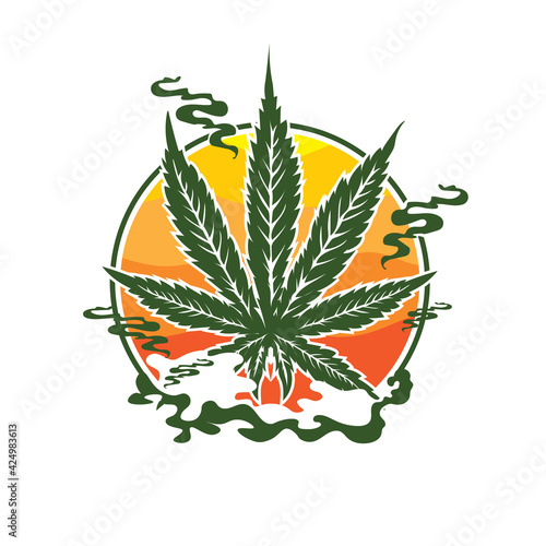 cannabis and smoke logo, perfect for brand product logo and tshirt design