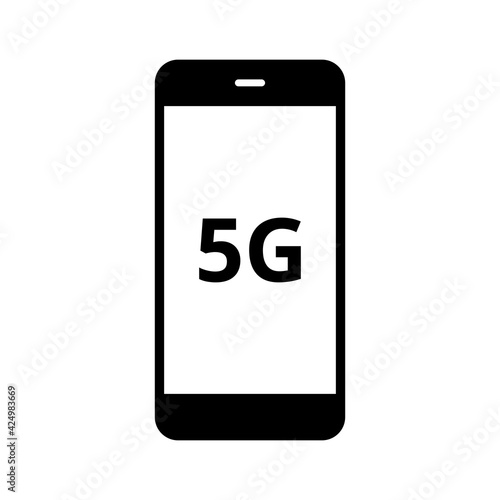 5G　インターネット　スマートフォン　アイコン（シルエット）