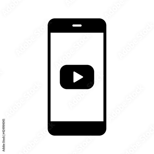 動画　ライブ配信　再生　スマートフォン　アイコン（シルエット）