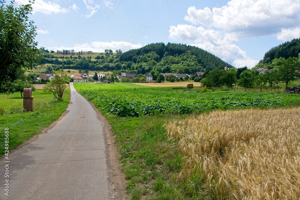 Meerfeld Germany - 29 July 2015 - View on the village of Meerfeld Manderscheid in the Eifel Germany