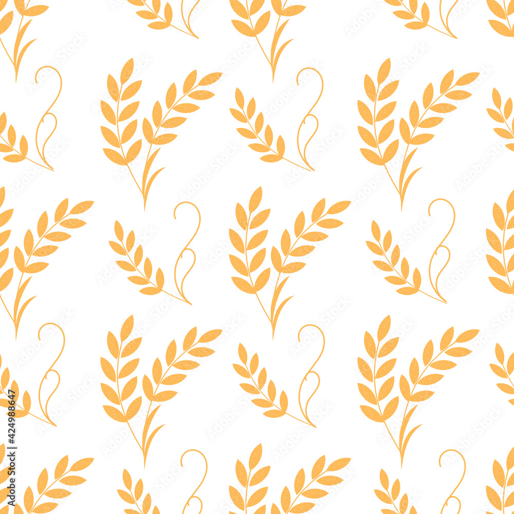 Seamless pattern with wheat ears on white background vector. Seamless pattern with wheat ears on white background vector.