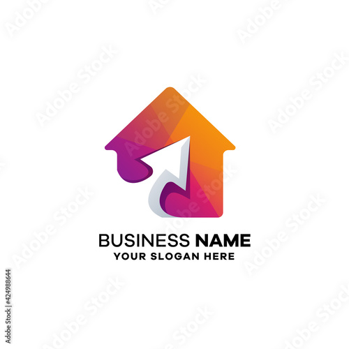 Free Download Home Arrow Gradient Colorful Logo Template - GFXLoad