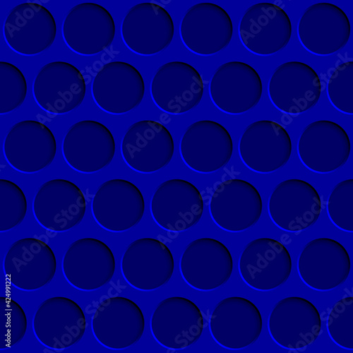 Abstract seamless pattern with circle holes in blue colors