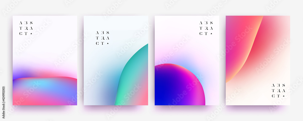 Minimalistic abstract background collection set with liquid colorful gradient shapes for poster or flyer or book cover or banner or package design. Vector illustration