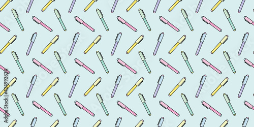 Ballpoint pen, pen seamless pattern vector background