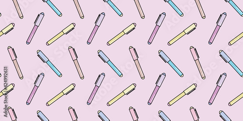 Ballpoint pen, pen seamless pattern vector background