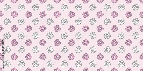 Pink scrunchy repeat pattern hair tie vector background