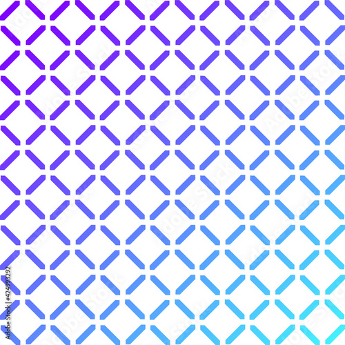 Simple seamless pattern made with lines, X cross geometric pattern, shapes with blue and purple gradient, white background