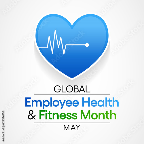 Global Employee Health and Fitness Month is an international observance of health and fitness in the workplace. observed each year in May. vector illustration.