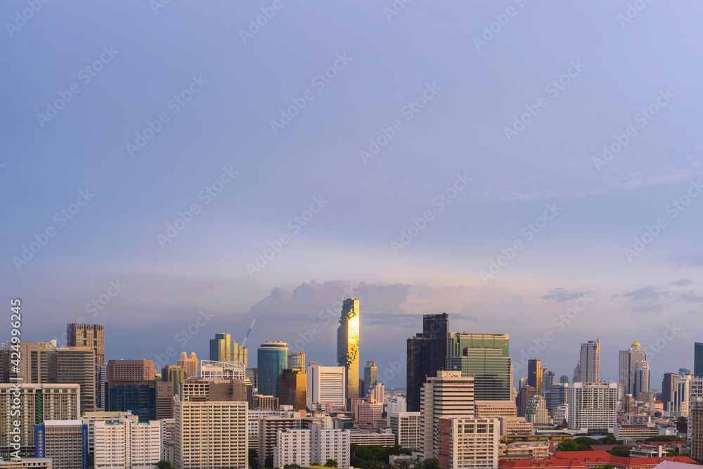 Modern buildings and high towers in Bangkok downtown. Bangkok Thailand beautiful landmark.